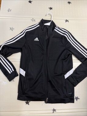 adidas Black Track Jacket with White Stripes